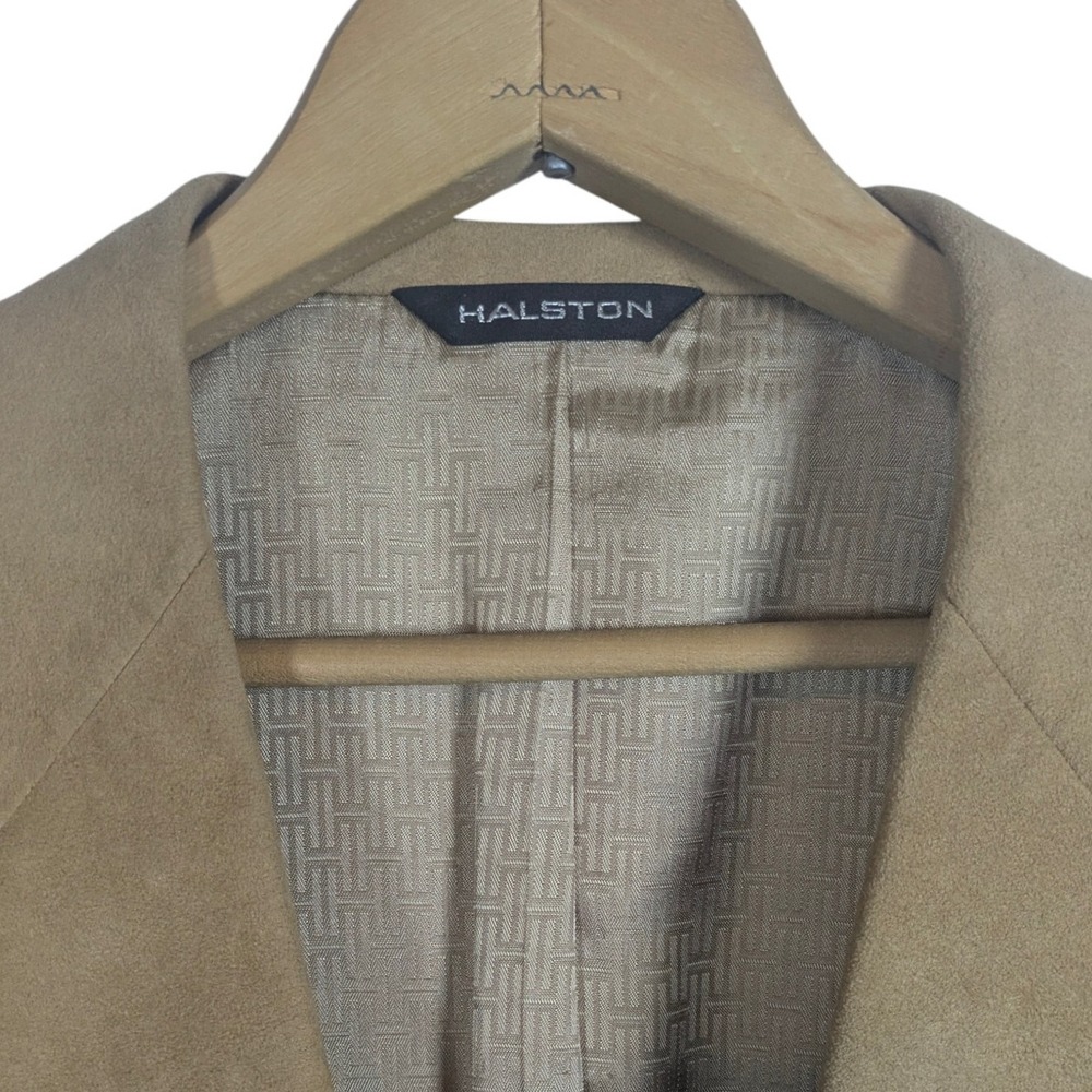 Halston Vintage 1970s Halsuede Tan Faux Suede Men's Blazer Jacket Large - Picture 4 of 8